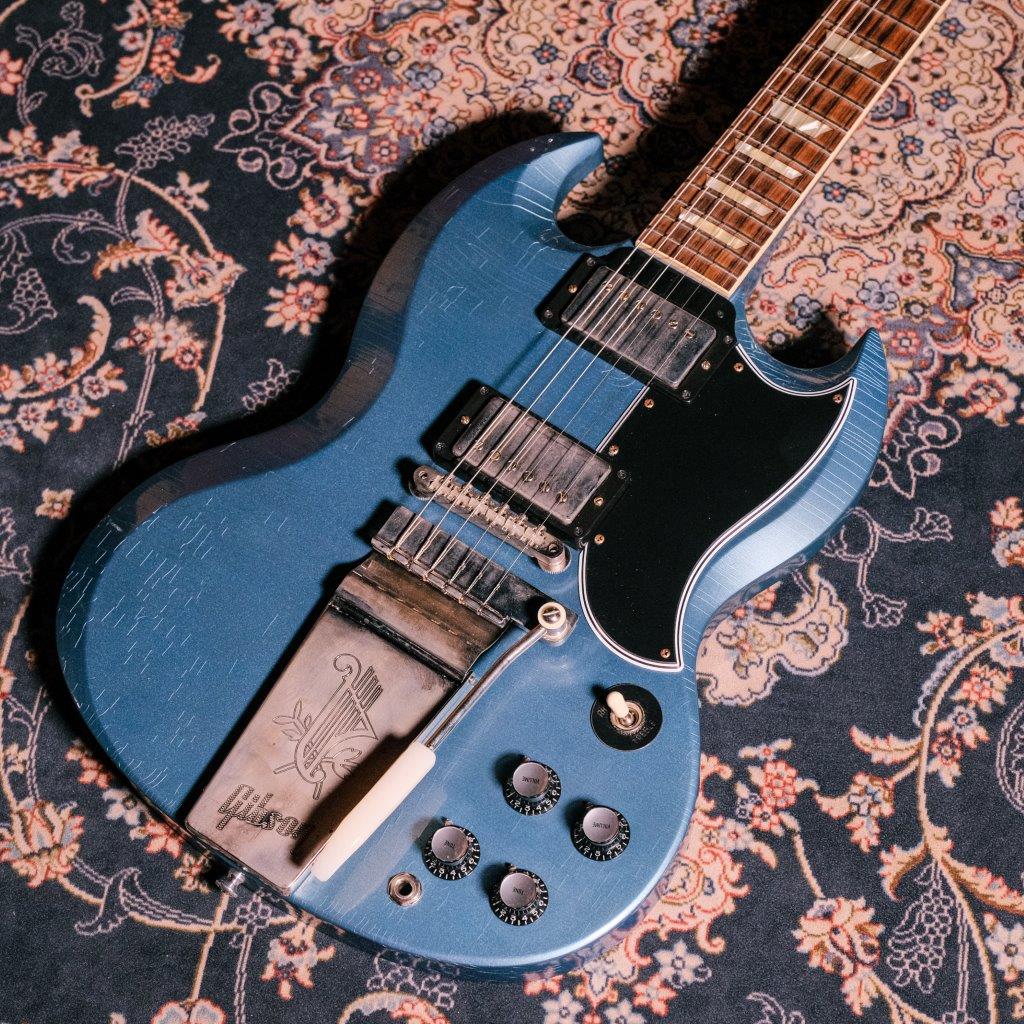 Gibson Custom Murphy Lab 1964 SG Standard Reissue w/ Maestro Vibrola Light Aged Antique Pelham Blue電結他 SN 505234