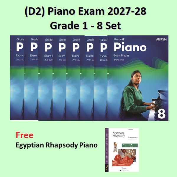 (D2) Piano Exam Pieces 2027-2028 Grade 1-8 + Free Piano Book